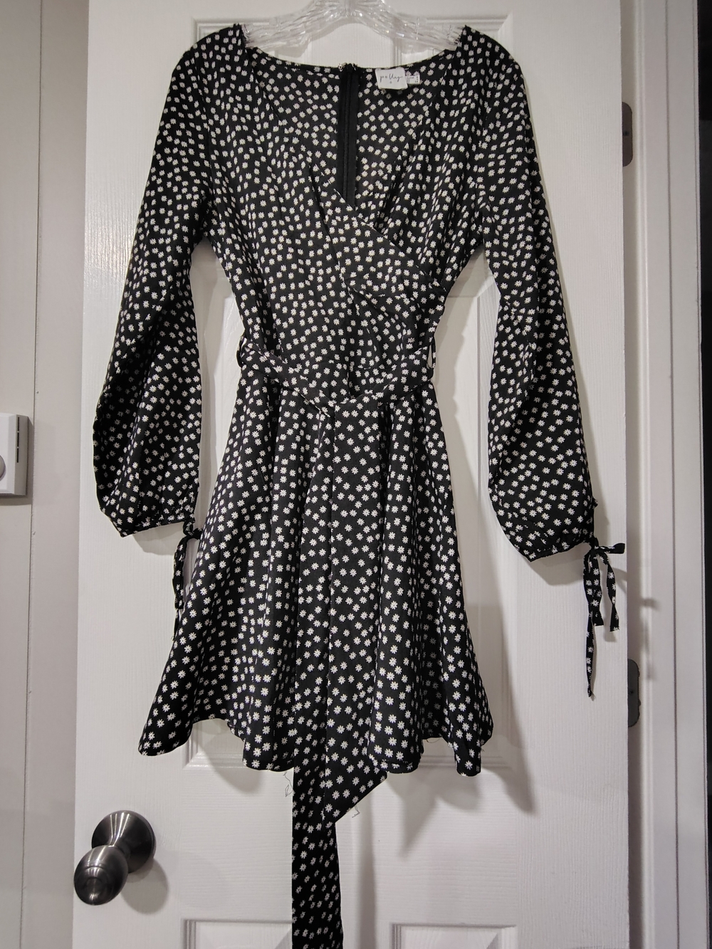 Princess Polly Black Daisy Print Wrap Mini Dress